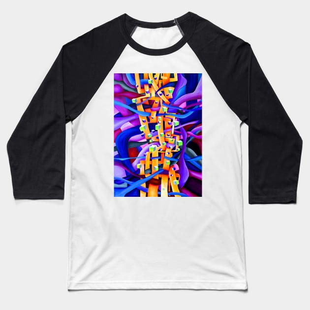 Abstract Multicolored Geometrical Artwork Baseball T-Shirt by Nisuris Art